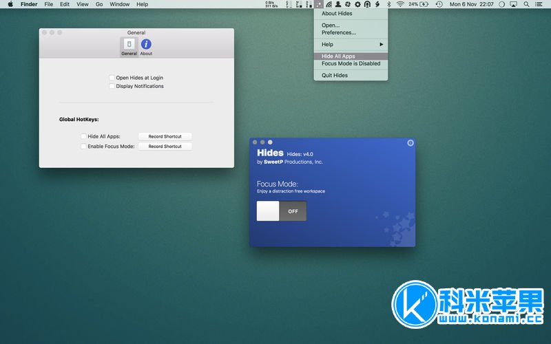 Hides v5.6 一键隐藏所有运行中的应用窗口 for mac