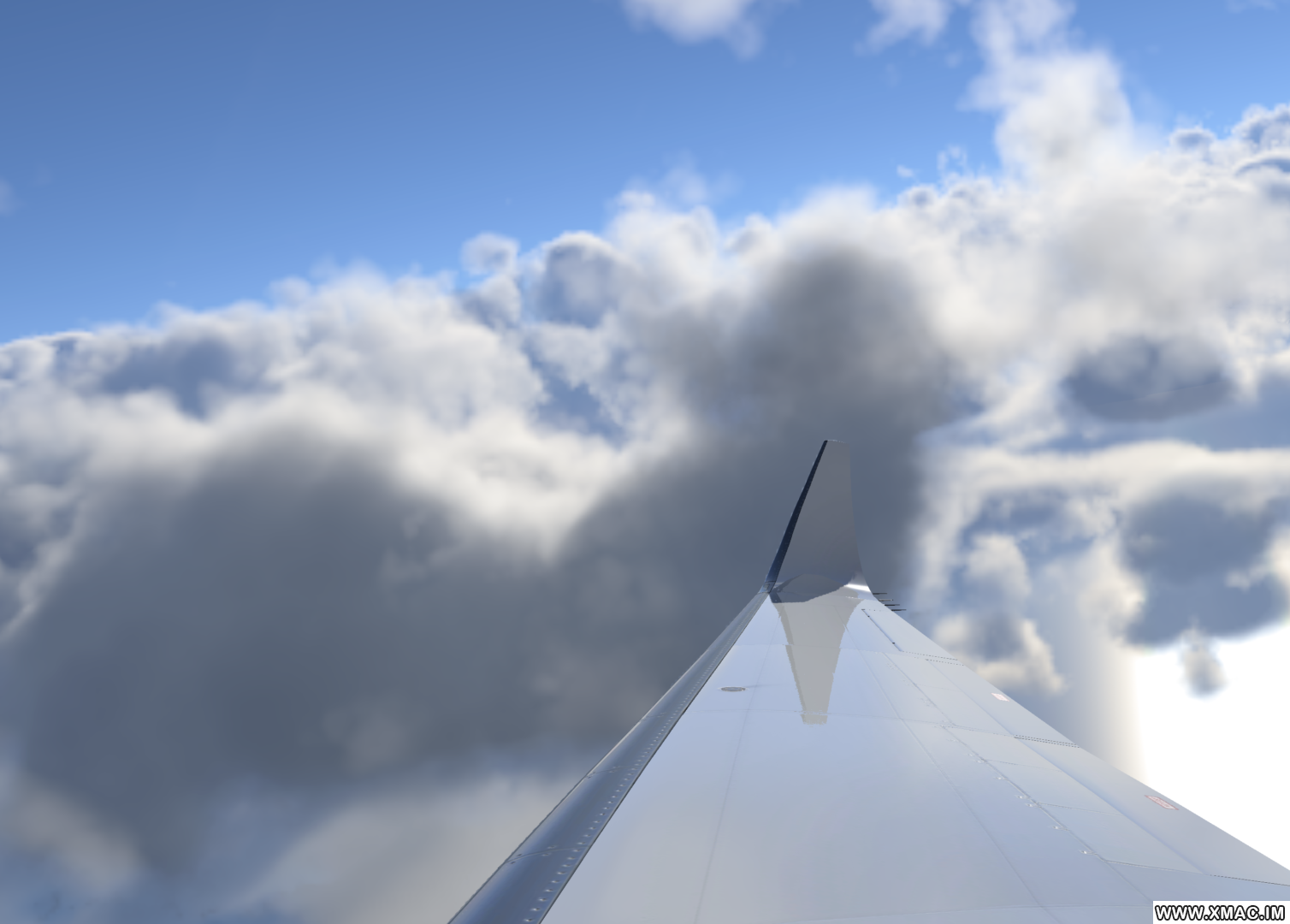 Citation X-Plane 12飞行模拟器中的机翼和体积云